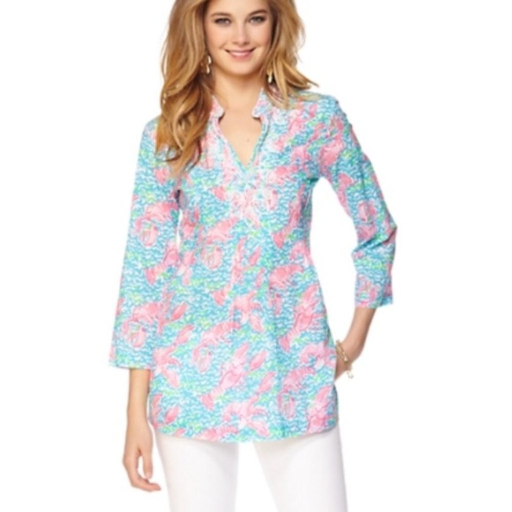 Beaded Sarasota Tunic in Lobster Roll